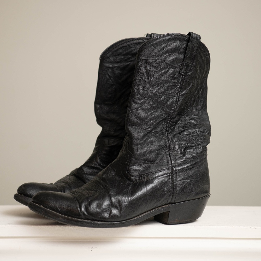 Laredo Black Leather‎ Cowboy Boots Men 10 Vintage Western WildWest Country Boy